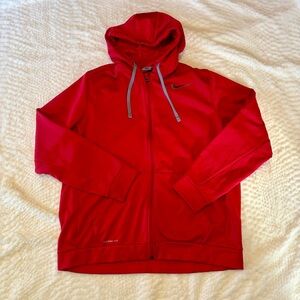 NIKE Therma Fit Full Zip Hoodie Sweatshirt Mens XXL Red Athletic Workout Swoosh